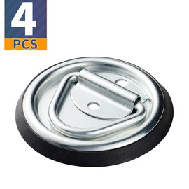 Jamiikury 4Pcs D-Ring Tie Down Anchors, 4 Inch Heavy Duty Tie Down Hooks Floor Flush Surface Mount for Trailers, Truck, Bed Bracket, Pickup Camper, 2000 lbs Capacity