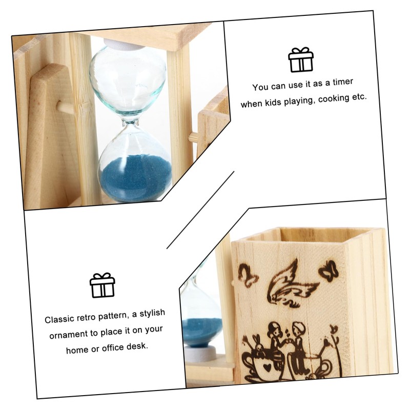 Mikinona Retro Wooden Timer Creative Sand Clock for Home Decoration