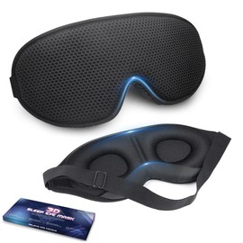 Bauihr Antifaz para Dormir, Antifaz 3D de Esponja para Dormir, Espuma con Memoria de Rebote Lento,Tejido Kwanglai Cómodo y Transpirable, Máscara de Ojos para Dormir 100% Suave que Bloquea la Luz (Negro)