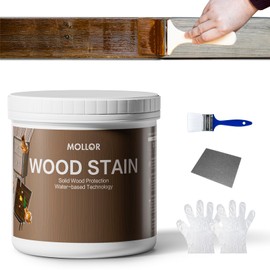 MOLLOR Wood Stain Water Based, Multiple Finishes Wood Oil for Indoor and Outdoor Furniture, Wood Paneling, Cabinets and More, Fast Drying, Low Odor (16oz, Natural with Tools)