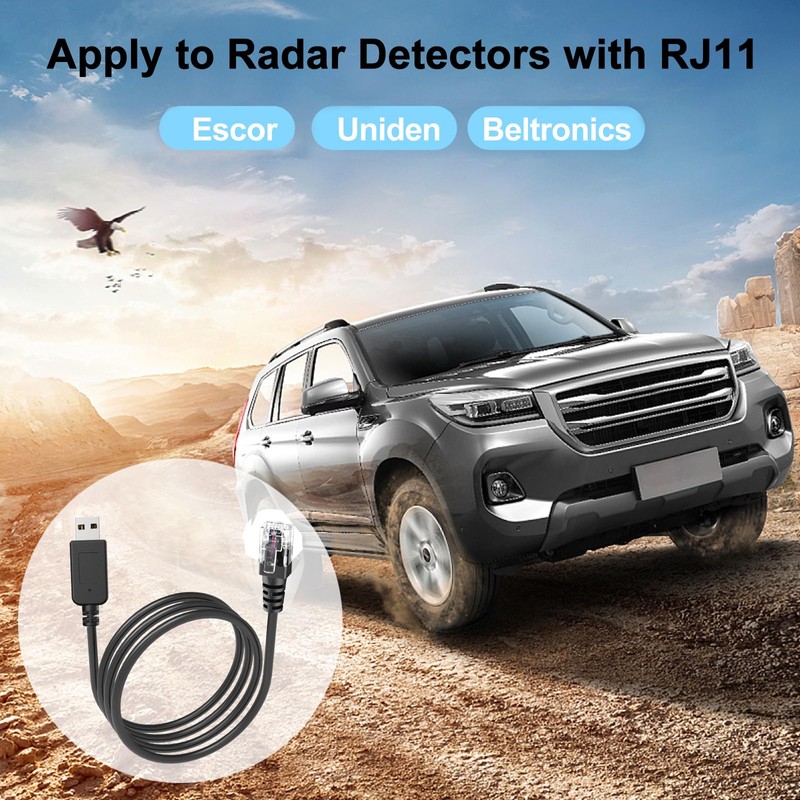 Jsvecip Radar Detector Cord, USB to RJ11 Plug Cable,for Escort