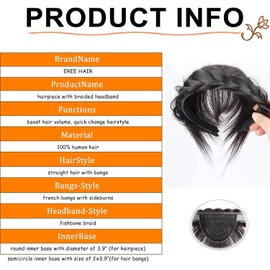 Flequillo de Cabello Humano con Diadema Trenzada Torcida para Mujer,Diadema Trenzada de Espina de Pescado de Aspecto Natural,Clip en Flequillo Real Pieza de Cabello Marrón Oscuro