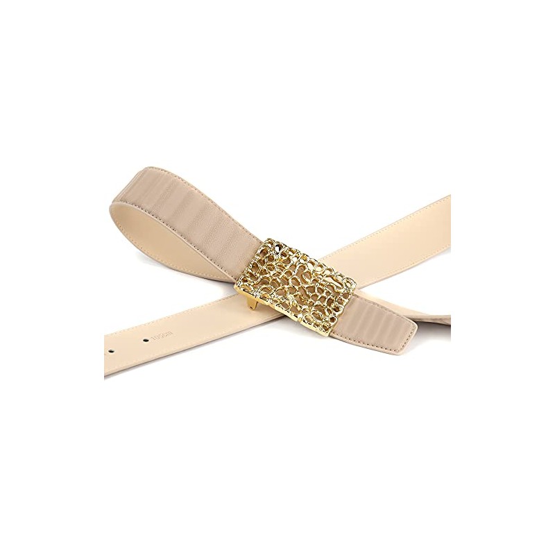 Anthoni Crown Unisex Leather Belt, beige