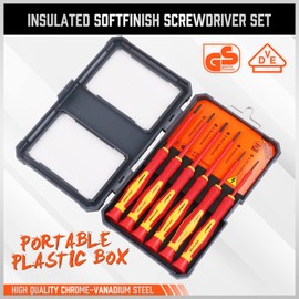 HORUSDY 1000V 6-Piece Mini Insulated Screwdriver Set, Magnetic Tip Mini Electrician Screwdriver Set Slotted(1.8mm,2.0mm2.5mm,3.0mm), Phillips: (PH00, PH0)