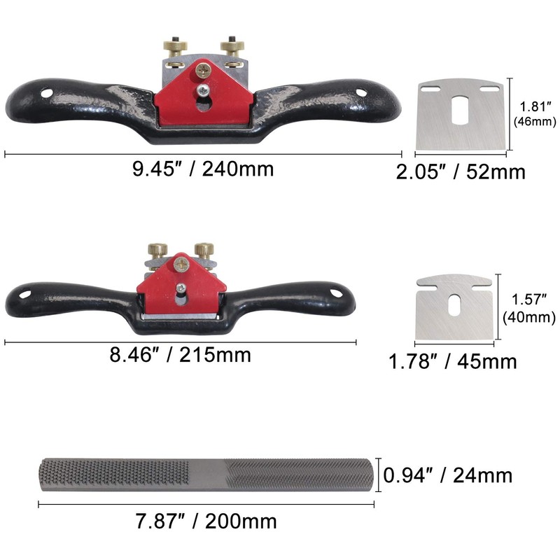 KOOTANS 2pcs 9" 10" Adjustable Spokeshave with Flat Base, 4pcs
