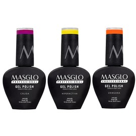 MASGLO Gel Polish Kit - Summer Vibes, 3 Bright Tropical Shades, Vegan UV/LED Semi-Permanent Manicure, 30-Day Wear, Vacation-Ready Color, High-Shine Formula