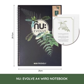 Nu Notebooks - Evolve Range - Recycled Notebook - A4 Notebook - Wirebound Notebook - Stationery Notebooks - Professional Notepad - 120 Pages