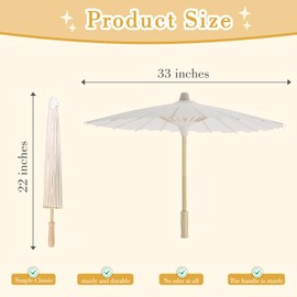 Decor Parasol for Wedding, Bridal Shower & Parties - 33 Inch Large Rainproof Oiled Paper White Chinese Japanese DIY Painting Umbrellas​ (White, 12PCS)