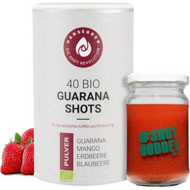 Organic Guarana Shots (Pack of 40) - Vegan Superfood Powder as Energy Drink Alternative - for up to 6 Hours of Naturally Lasting Power - 100% Real Ingredients for Daily Preparation