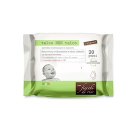 Fiocchi di Riso - Talcum Wipes - 20pcs - Sweating and Mosquitoes - Remove Sweating Creating an Aroma-Barrier respecting The Perspiration of The Skin.