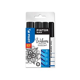 Pilot Pintor - Pack of 4 - Black - Extra Fine/Medium/Large Tip