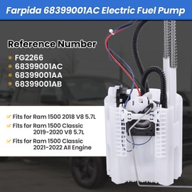 Farpida FG2266 812GE Electric Fuel Pump Fits for Ram 1500 2018 V8 5.7L, 1500 Classic 2019-2020 V8 5.7L, 1500 Classic 2021-2022 All Engine, Fuel Pump Replace 68399001AC 68399001AA 68399001AB