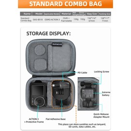 Honbobo Case Bag for DJI Osmo Action 5 Pro, Carry Case, Protective Camera Case, Accessories for DJI Osmo Action 5 Pro/DJI Osmo Action 4 Standard Combo, grey, Modern