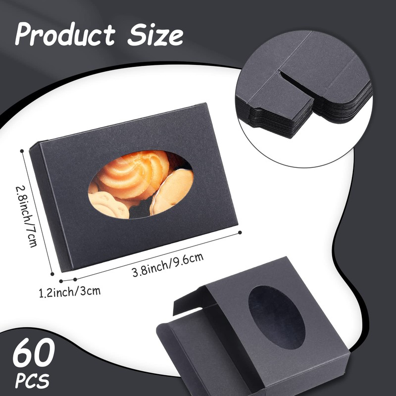 Spakon Modern Kraft Black Soap Boxes, 60 Pack, 3.8 x