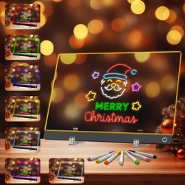 LED Note Board with Colors Light Board LED Message Board with Glow Acrylic Dry Erase Board with Light with 5 Modes Touch Control for Kids,Home/Bedroom/Store/Office/Gift (13.8 X 10”)