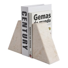 Marble Book Ends Decorative, Unique Bookends for Shelves，Bookends to Hold Heavy Books, Durable Book Holder Stopper for Home Office Desk Bookshelf Decoration, Turkey Natural Marble, Set of 2