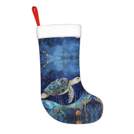Mqtzyiwx Sea Turtle Christmas Stockings Fireplace Hanging Large Xmas Stockings,Christmas Decorations for Home,Holiday Season Party Christmas Decor 18 Inches