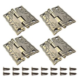 Antique Bronze Decorative Hinges Pattern Carved Design Butt Folding Hinge with Screws for Wooden Box, Gift Case, Cabinet, Jewelry Box etc. 4pcs, 36 x 23 mm (L x W)
