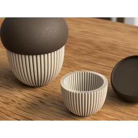 Unbranded Cute Modern Decorative Acorn Container 6" Larger/ 4" Small Brown and Beige