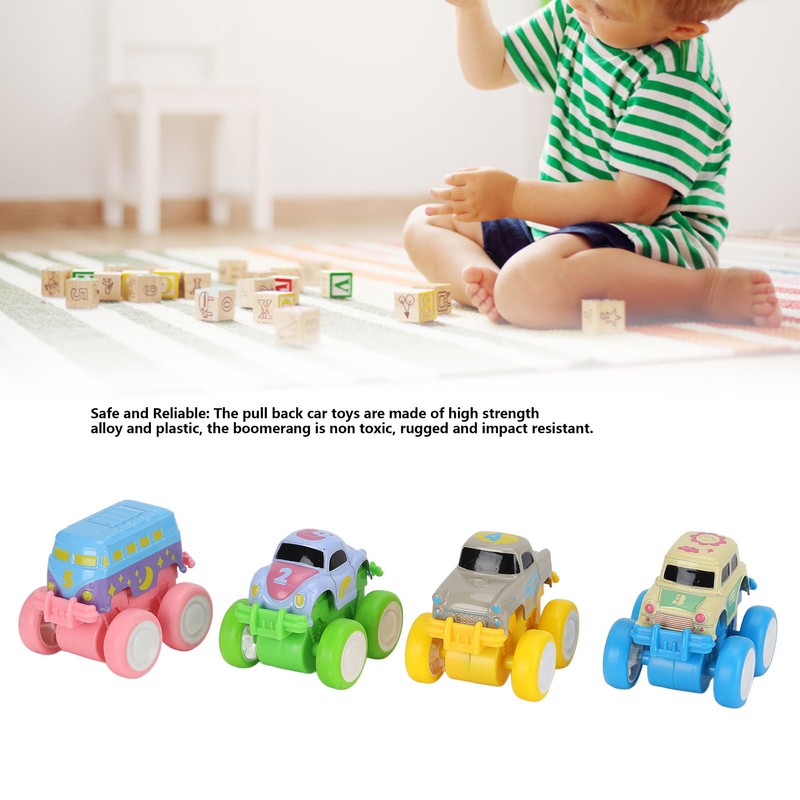 4pcs Pull Back Car Toys Cartoon Q Version Alloy Vehicle