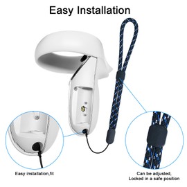 Rechale Enhanced Reflective Wrist Strap Lanyard for Meta Quest 2 Controller, Comfortable Adjustable Hand Straps, Replacement Accessories Easy-to-Attach for Secure Controller Fit (Blue)
