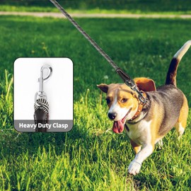 Mile High Life Genuine Leather Wrapped Handle Dog Leash, w Heavy Duty Clasp Rope Leash for Small Medium Large Dogs (Black Beige, 4FT)