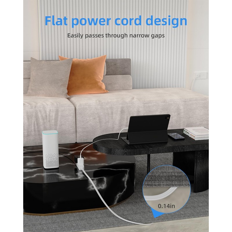 Flat Plug Extension Cord with 3 Outlets - 6 ft