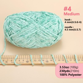 100g Soft Chenille Yarn Blanket Yarn,Crochet Yarn,Yarn for Crafts,Yarn for Crocheting,Fancy Yarn for Crochet,Crochet Yarn for Sweater/Hat/Blankets/DIY Craft(Lime Green)