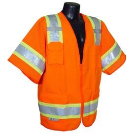 Radians SV63O2X Polyester Class 3 Two Tone Surveyor Safety Vest, 2X-Large, Orange