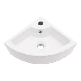 Lordear Wall Mount Corner Bathroom Sink 18 Inch White Ceramic Washing Basin Sector Wall Mount Sink for Small Bathrooms.