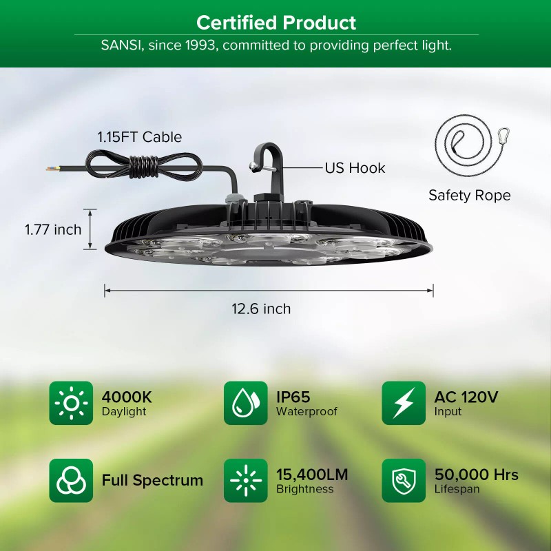 SANSI Greenhouse LED Grow Light 200W 15400LM Full Spectrum Energy