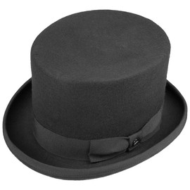 LIERYS Men's Wool Felt Top Hat - Wedding Hat Made in Italy - Men's Hat with Satin Lining - Groom Hat Summer / Winter, black