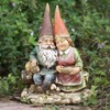 Napco Cuddly Gnome Couple Distressed Green 12 x 9 Resin