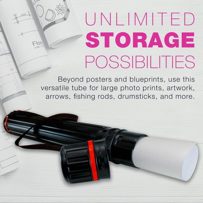 U.S. Art Supply Poster Tube - Telescoping Adjustable 25" to