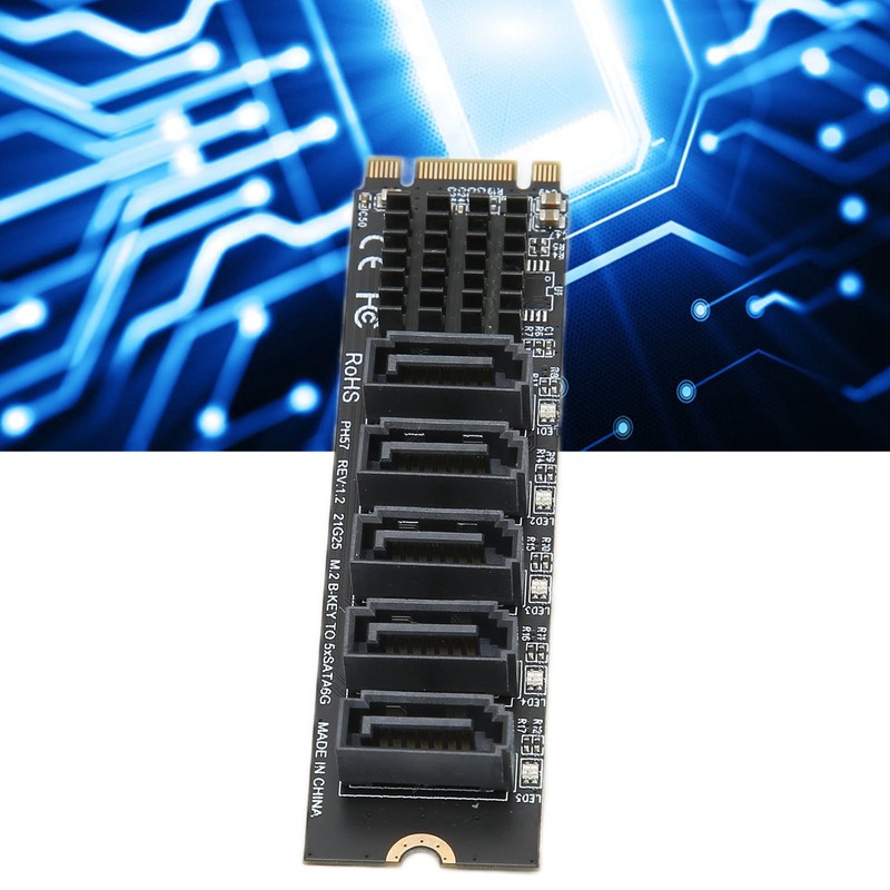Convert Adapter Card M.2 NGFF BKEY SATA to 5 Port