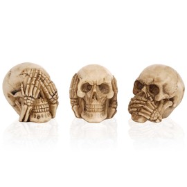 mtb more energy Decorative Skull Figurines "Hear Nothing, See Nothing, Say Nothing" - Set of 3 Skulls - Height 5.5 cm - Decoration Living Table Decoration