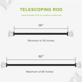 curtain rod Matte Black Diamond Acrylic Finial 36-66 inch,3/4 inch