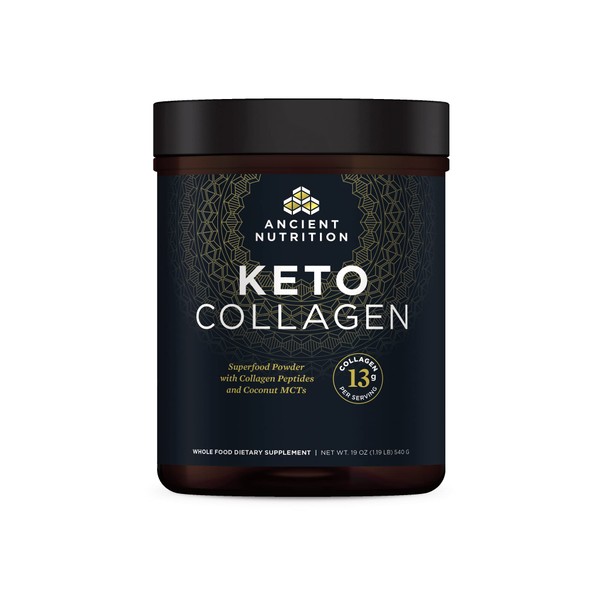 Ancient Nutrition Keto Collagen Powder Drink Mix, Keto Diet Supplement with MCT, Hydrolyzed Collagen Peptides to Support Healthy Skin and Joints, 30 Servings, 19 oz (Packaging May Vary)
