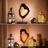 LAPTAIN LED Wood Table Lamp, Irregular Bedside Lamp with Dimmable,