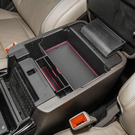 HGWEI Center Console Organizer Compatible with Ford Explorer 2020 2021 2022 2023 2024 2025 Interior Accessories, Coin Holder Armrest Secondary Storage Box Container Insert Divider Tray, Red