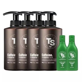 TS 카페인 샴푸 500g 4개 + TS 골드플러스 샴푸 100g 2개 TS Caffeine Shampoo 500g 4pcs + TS Gold Plus Shampoo 100g 2pcs