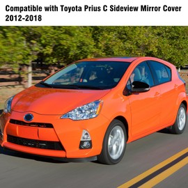 OWITAT Compatible with 2012-2018 Toyota Prius C Left Driver Side Mirror Cap Cover, Glossy Black Side Door Rearview Mirror Cover Replacement With Turn Signal Light for Prius C Replaces for 87945-52170