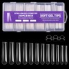 Long Square Nail Tips, 240Pcs Full Cover Soft Gel Nail