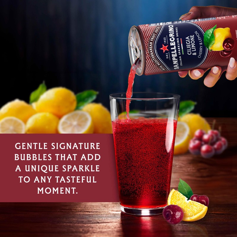 Sanpellegrino Italian Sparkling Drink Ciliegia and Limone, Sparkling Cherry and