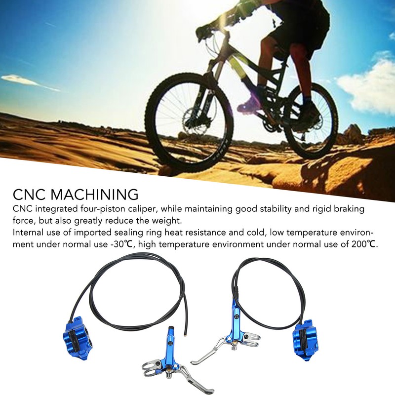 1 Pair Bicycle Hydraulic Disc Brake Four Pistons Aluminum Alloy