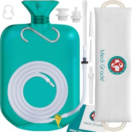 Medi Grade Enema Kit for Intimate Cleansing for Home, Turquoise, 2L Capacity, Enema Kit with Reusable, Accessories, Instructions, Portable Bag and More