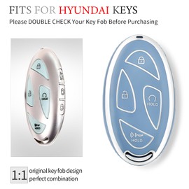 OFFCURVE Key Fob Cover for Hyundai Special Key Fob Case Cover Holder for Hyundai Ioniq 6 Grandeur GN7 KONA 2023 2024 Smart 7 Buttons Key Fob Accessories, Blue
