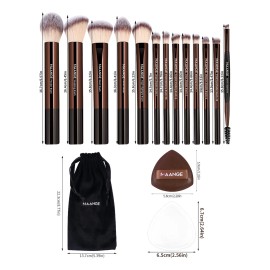 Maange 13 Brochas Maquillaje Profesional+bolsa+2 Esponjas Color Estilo 1