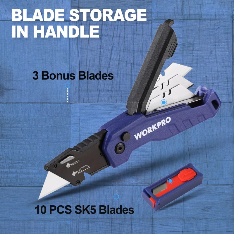 WORKPRO Folding Utility Knife Quick Change Box Cutter Razor Knife