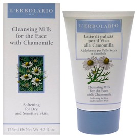 L'Erbolario Chamomile Cleansing Milk - Face Wash and Make-Up Remover for Dry and Sensitive Skin - Hydrating Facial Cleanser with Chamomile - 4.2 oz